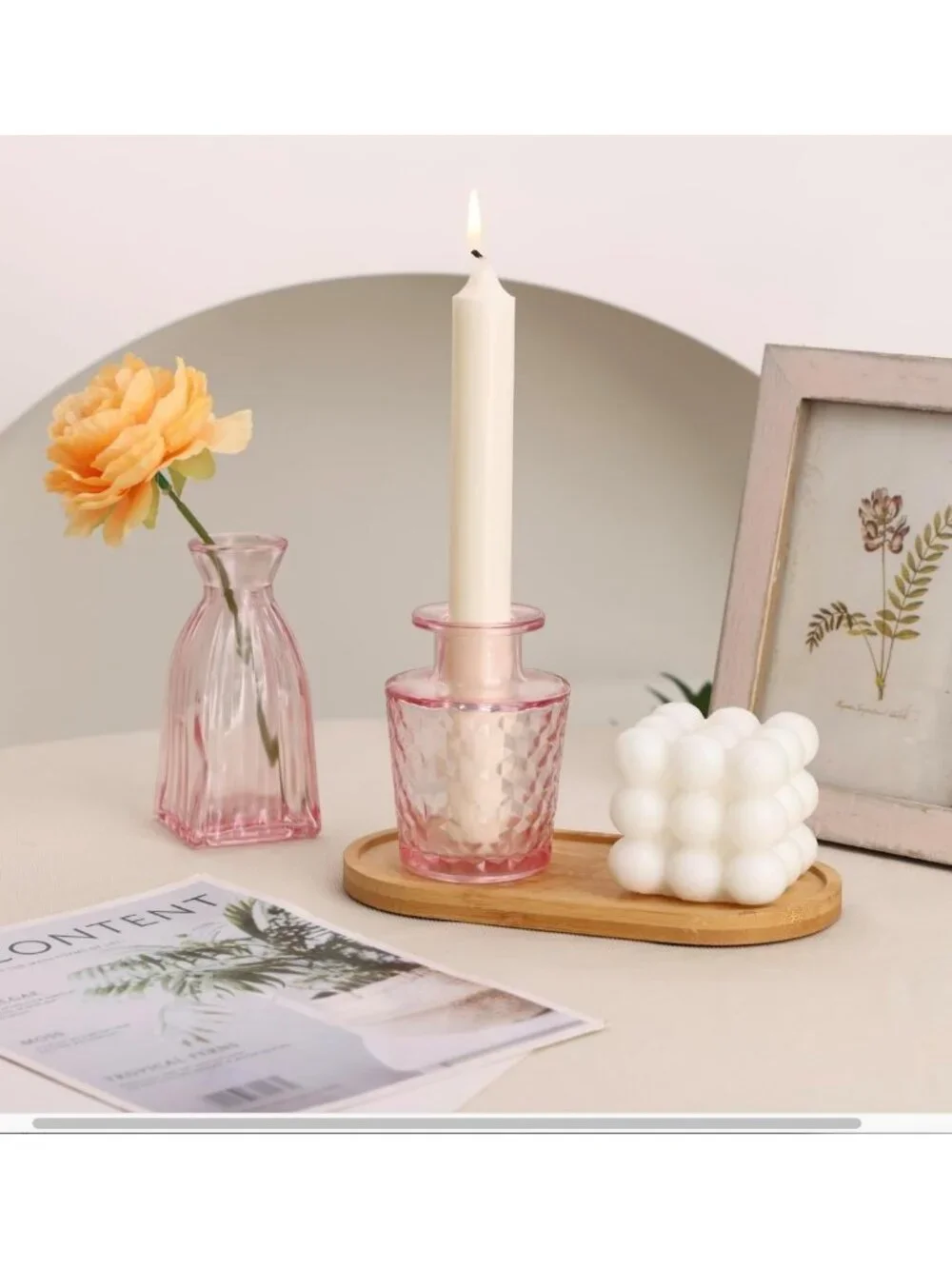 36pcs Pink Glass Bud Vases Set - Small Flower Centerpieces for Home Decor